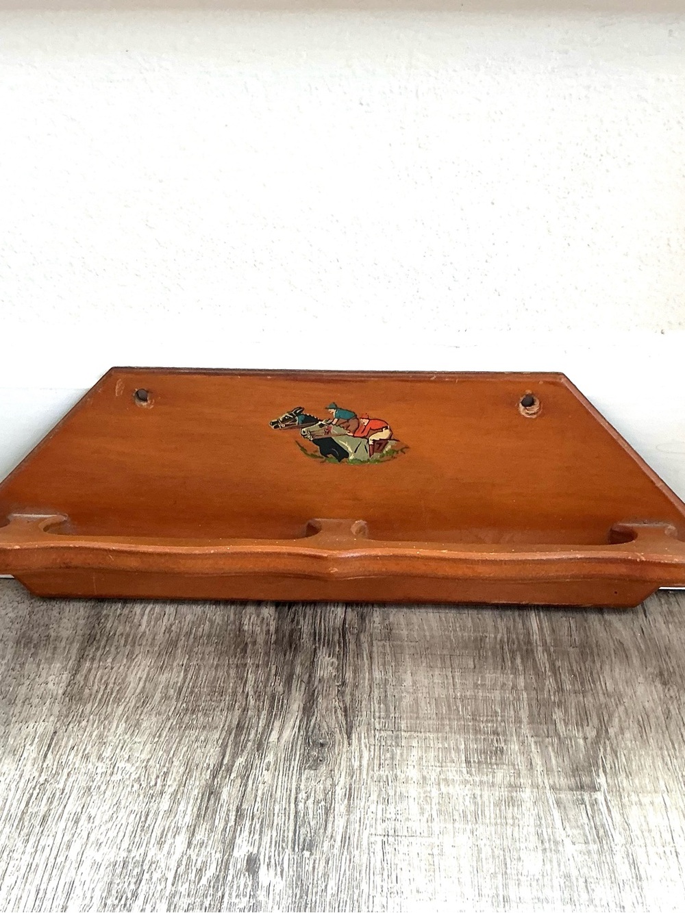 Vintage Mid-Century Equestrian Wooden Valet Hanger / Brush Rack
